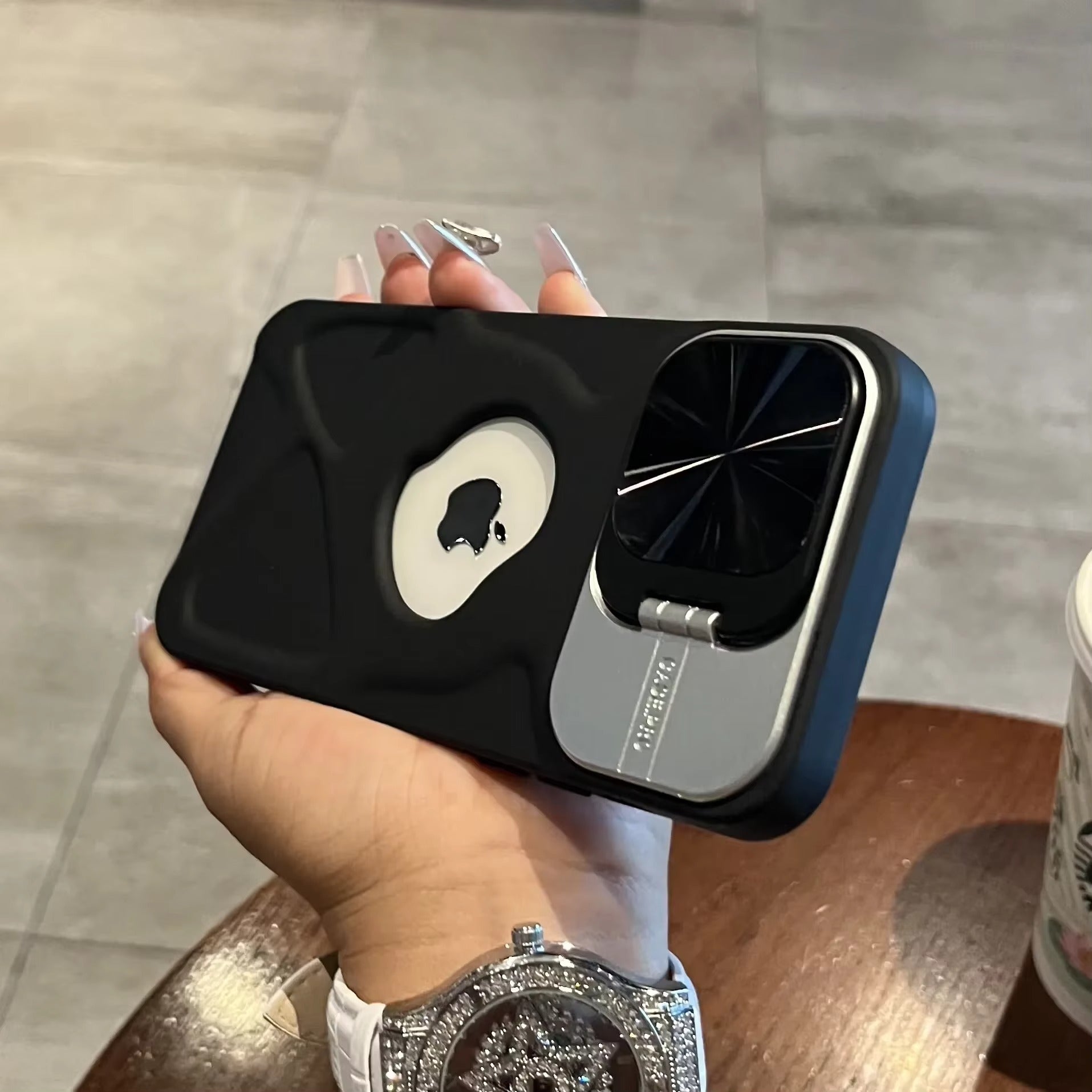 Luxury Apple iPhone Case  Ultra Thin Shockproof Magnetic Full All Around Protection Cover with Matte Bracket & Logo Window