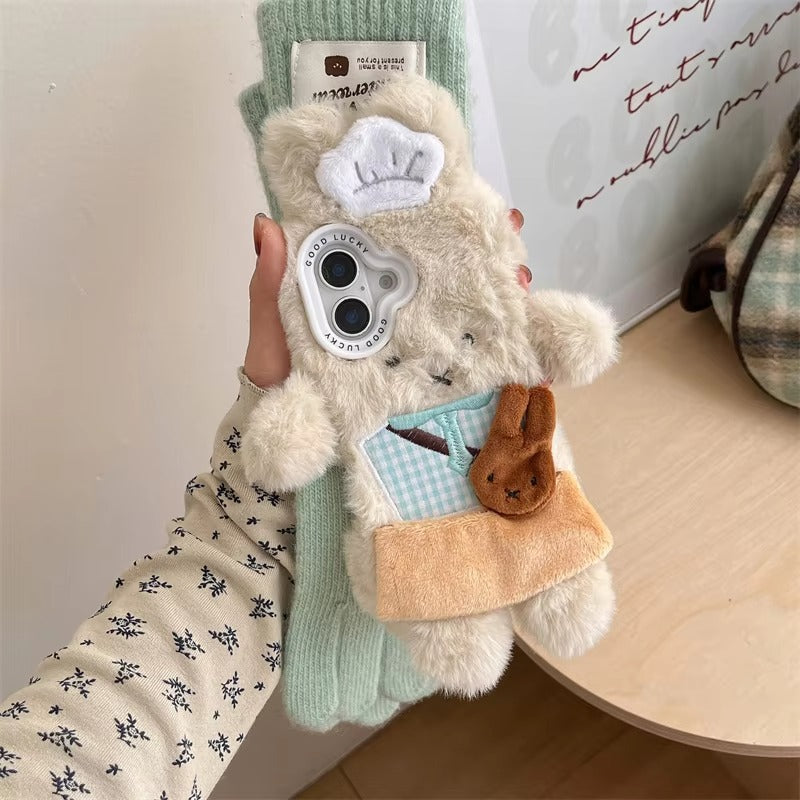 Luxury Apple iPhone Case, MagSafe Compatible, Camera Lens and Screen Protection, Ultra Thin, Shockproof, Magnetic, Full All Around Protection, Fluffy Rabbit Fur Cover