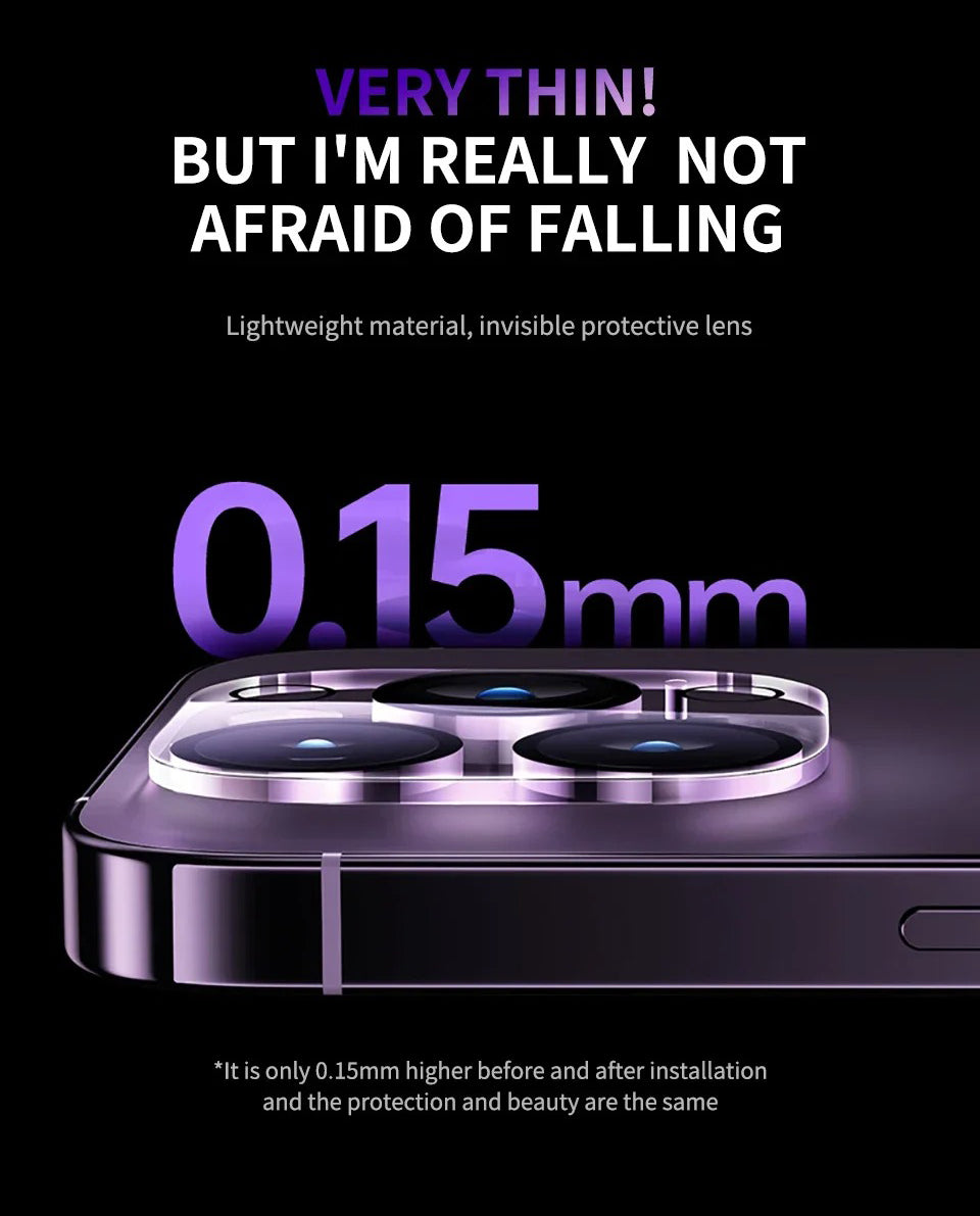 Ultra Thin Camera Lens Protector for iPhone – 4PCS Full Coverage Tempered Glass, Anti-Scratch, Dust-Free, Anti-Fingerprint, HD Clarity, Strong Adhesion