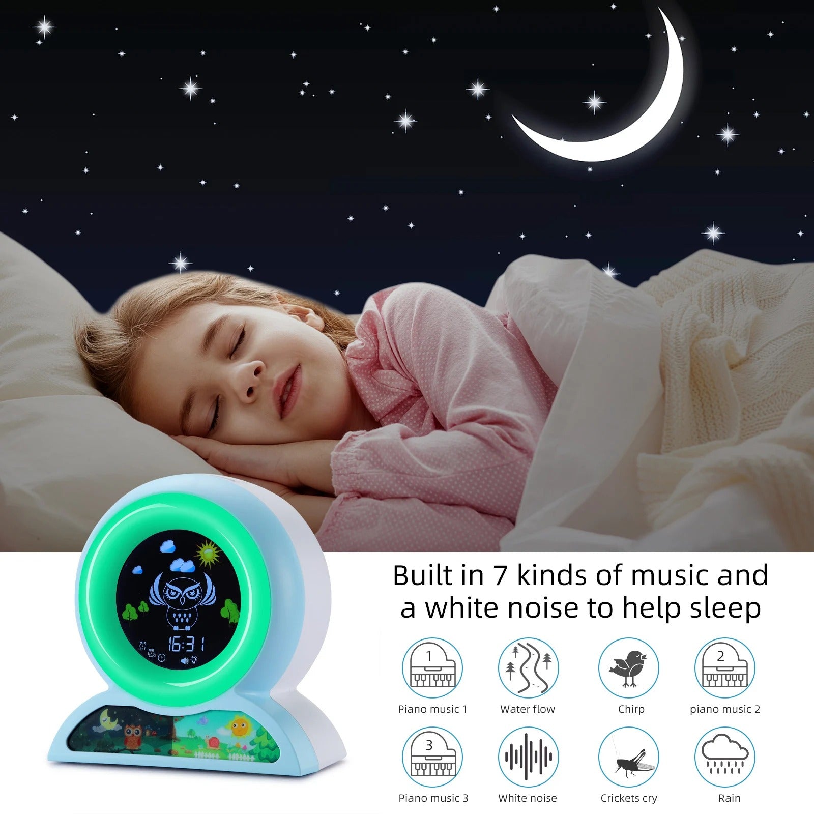 Premium Kids Sleep Training Alarm Clock – Cute Animal Digital Wake Up Night Light with Snooze, Color Changing, Music, Temperature Display