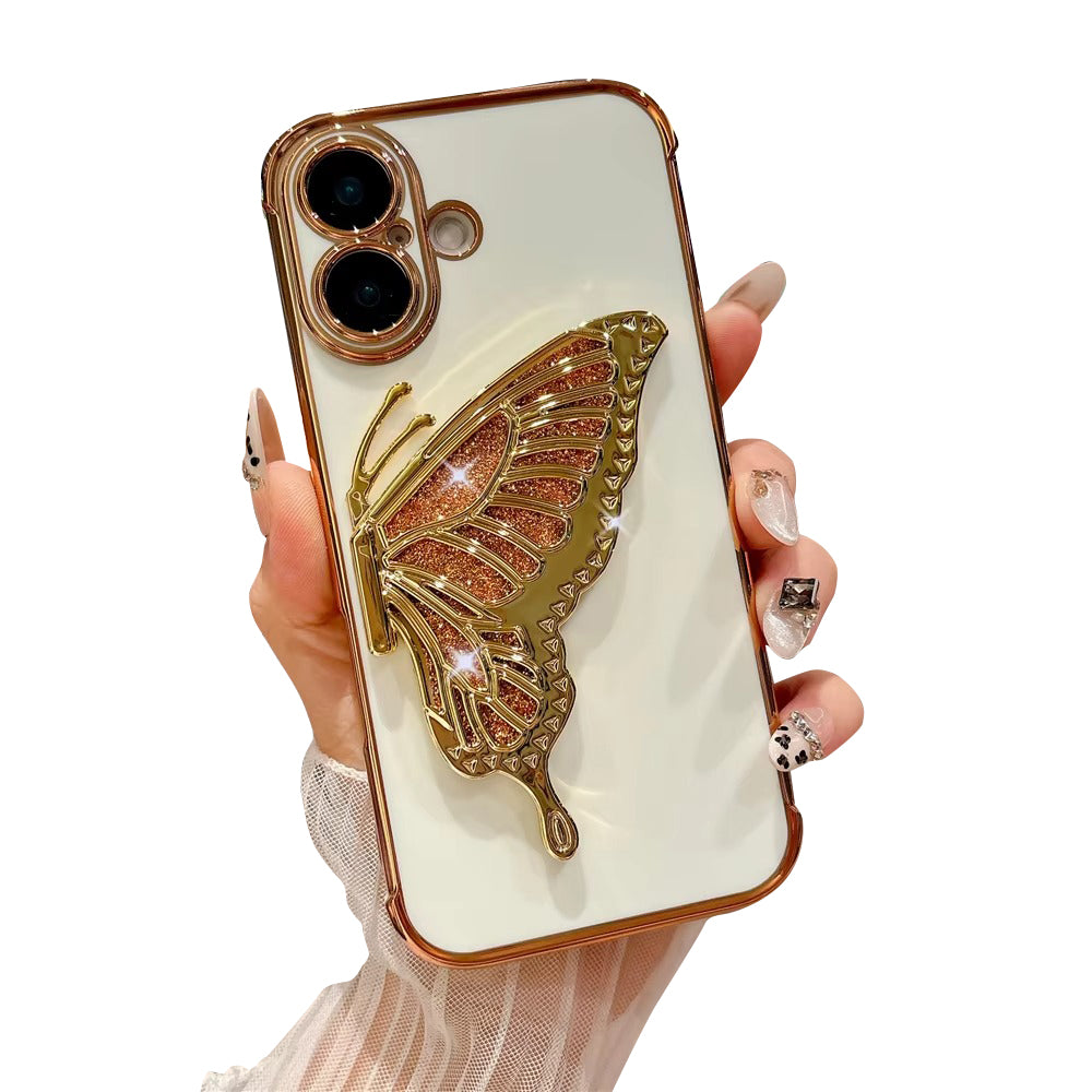 Luxury Apple iPhone Case, MagSafe Compatible, Camera Lens and Screen Protection, Ultra Thin, Shockproof, Magnetic, Full All Around Protection, Butterfly Stand Cover