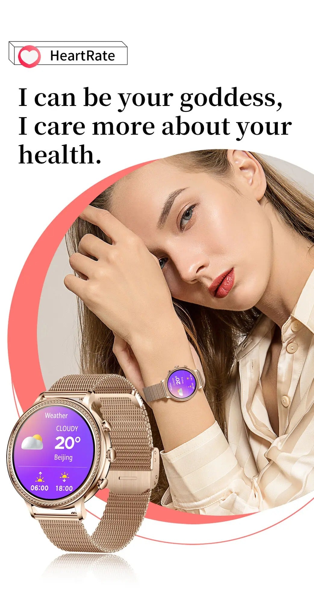 Luxury Women's Smartwatch with Bluetooth Calling – 1.39" HD Display, Heart Rate & SpO2 Monitor, Sleep Tracking, Menstrual Reminder, Fitness Watch Waterproof