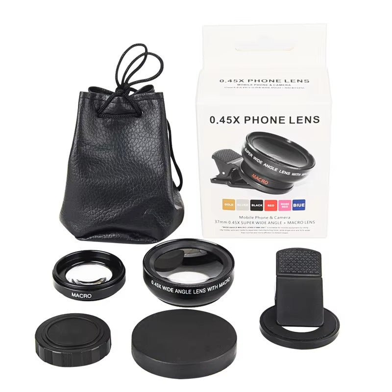 Premium 2-in-1 Mobile Phone Lens Kit – 0.45X Super Wide-Angle +On Lens with 37mm Universal Mount for Apple iPhone Photography
