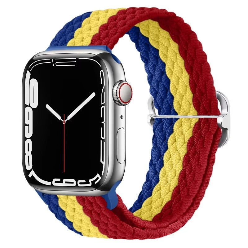 Premium Nylon Braided Solo Loop for Apple Watch – Adjustable Elastic Strap, Breathable Band for 40mm to 46mm Apple 