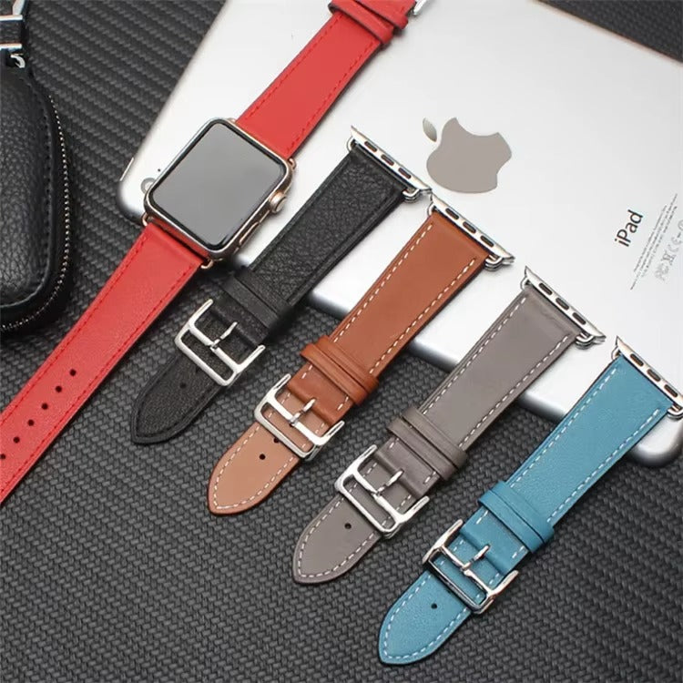 Luxury Genuine Leather Watch Band – Classic, Adjustable, Comfortable Strap for 40mm to 49mm Smartwatches, Men's and Women's 