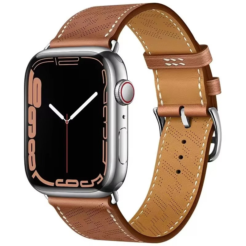 Luxury Genuine Leather Watch Band – Classic, Adjustable, Comfortable Strap for 40mm to 49mm Smartwatches, Men's and Women's 