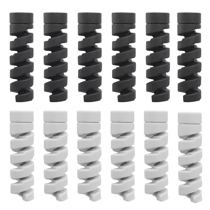 High Quality Cable Protector, 1/12pcs Universal Silicone Spiral Winder – Wire Organizer Cover for iPhone, USB Charger, Data 