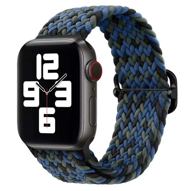 Premium Nylon Braided Solo Loop for Apple Watch – Adjustable Elastic Strap, Breathable Band for 40mm to 46mm Apple 