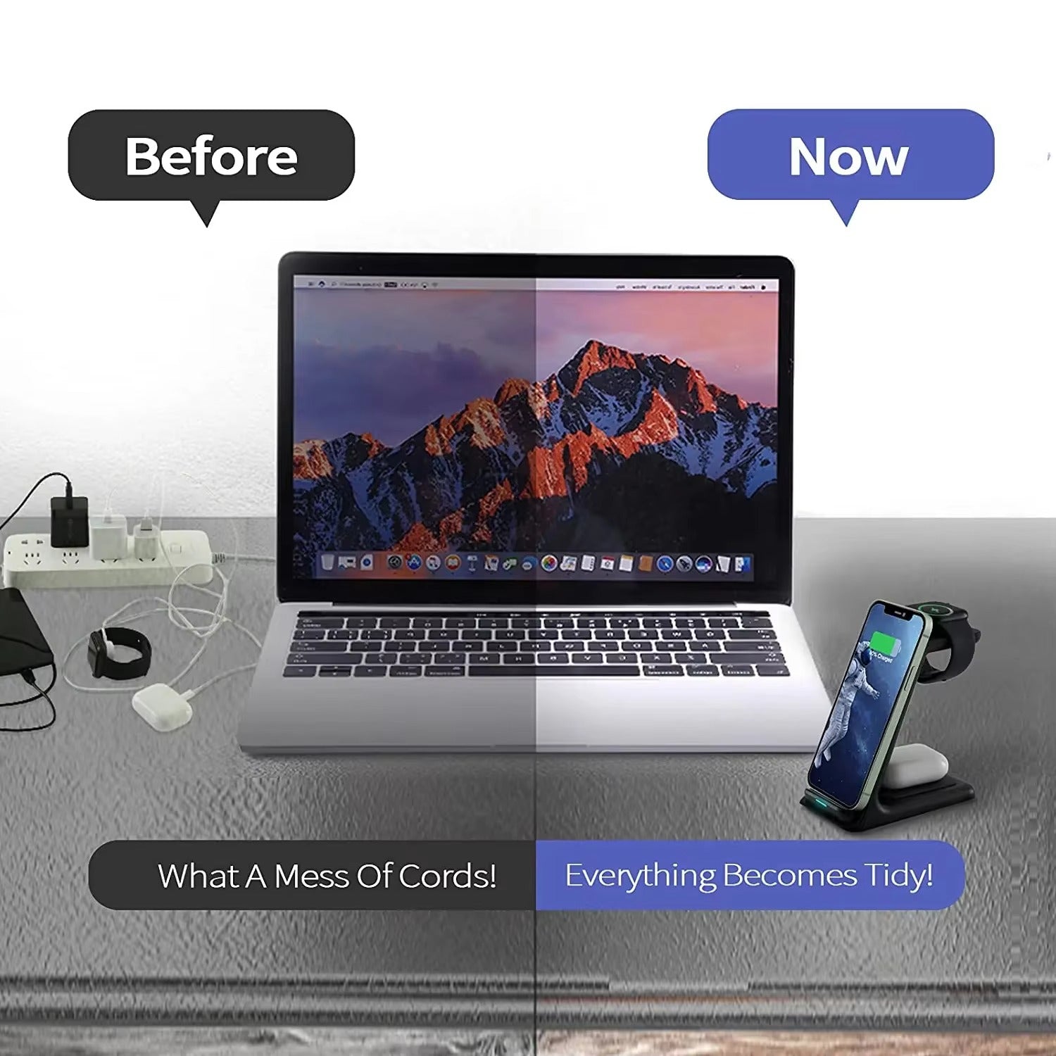 Premium 30W 3 in 1 Wireless Charging Station – Fast Charger Stand for iPhone, Apple Watch, AirPods with Dual Coil Design, Case Friendly & Safe Charging