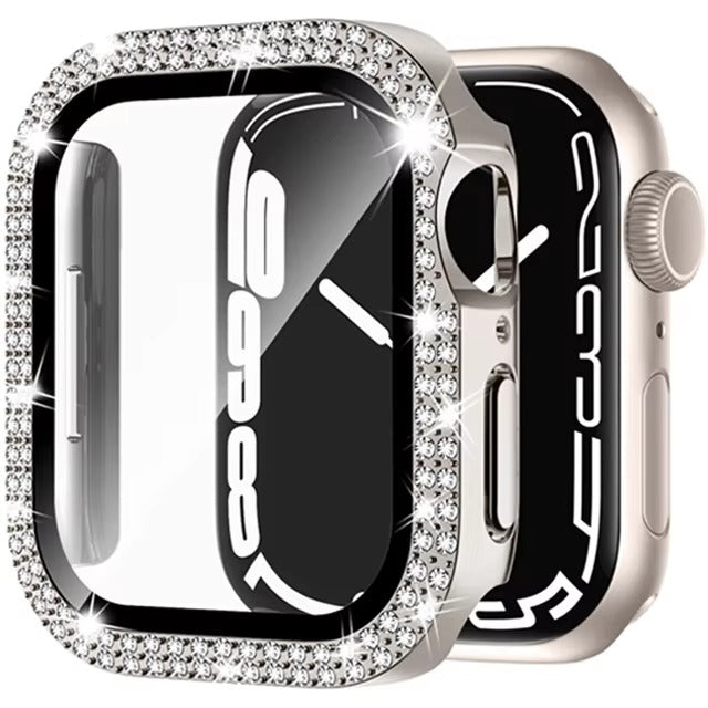 Luxury, Bling Diamond Case with Glass Screen Protector for Apple Watch –   for 38mm, 40mm, 41mm, 42mm, 44mm, 45mm