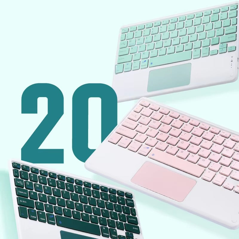 Luxury Wireless Keyboard Case with Free Mouse – Bluetooth Keyboard Cover with Touchpad, Leather Texture, Built-in Battery, for 10–11 inch Tablets, Solid Color Design