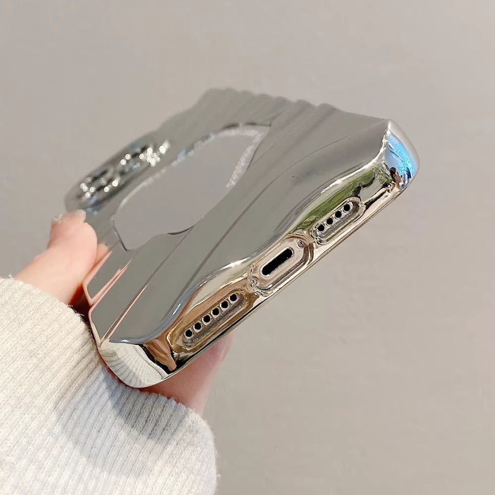 Luxury Apple iPhone Case, MagSafe Compatible, Camera Lens and Screen Protection, Ultra Thin, Shockproof, Magnetic, Full All Around Protection, Wavy Mirror Bumper Cover