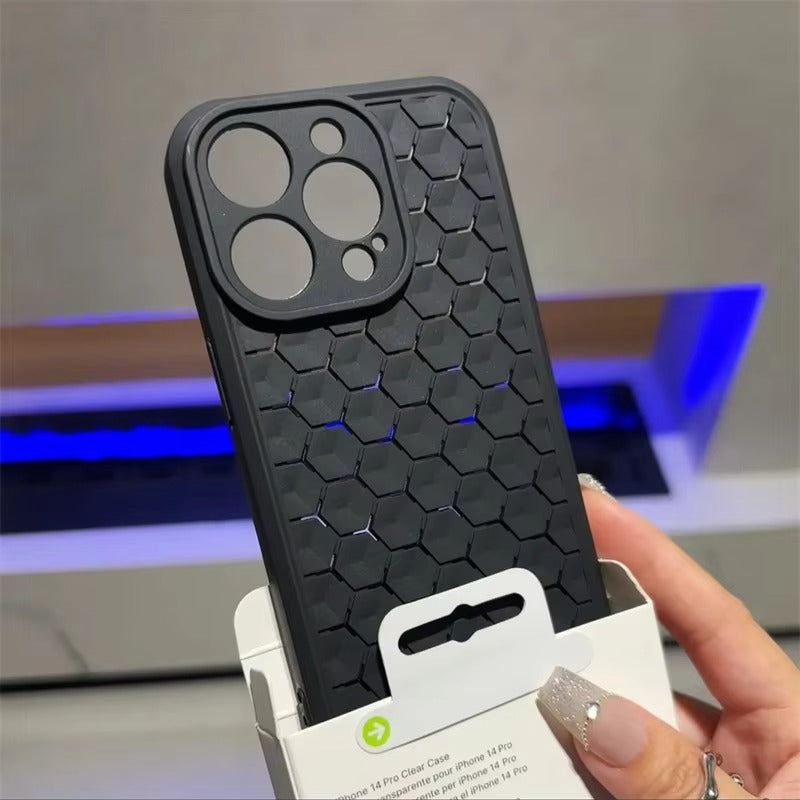 High Quality Apple iPhone Case, MagSafe Compatible, Camera Lens & Screen Protection, Ultra Thin, Shockproof, Magnetic Full All Around Cover – Mesh Honeycomb Silicone Case with Breathable Cooling & Heat Dissipation Design