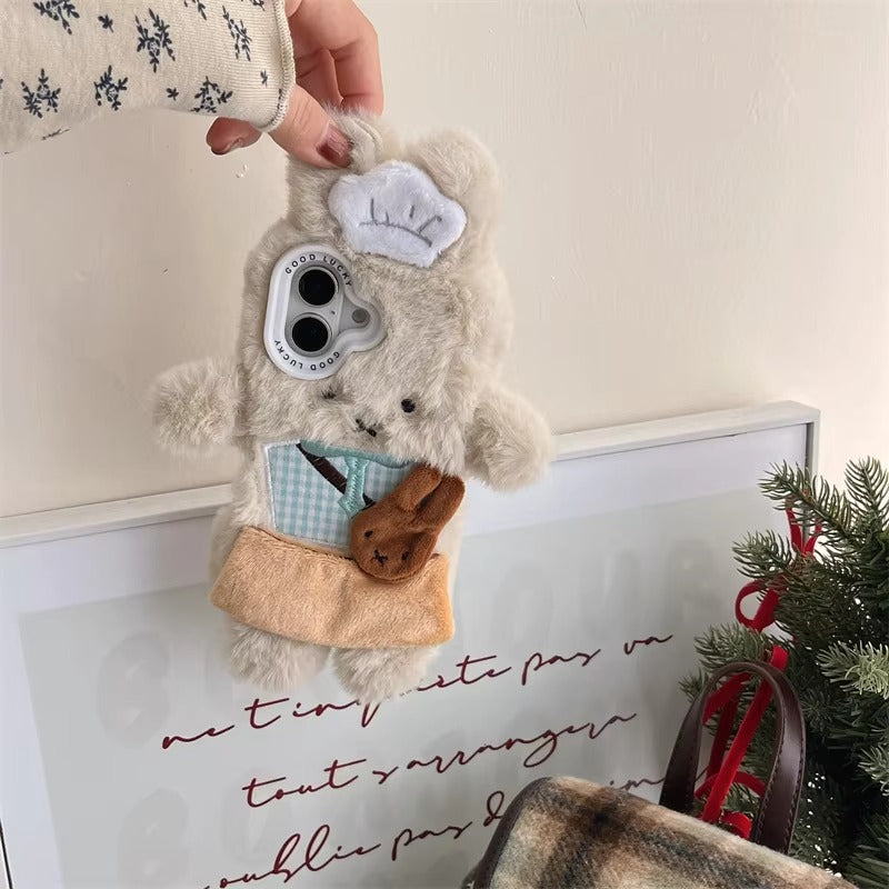 Luxury Apple iPhone Case, MagSafe Compatible, Camera Lens and Screen Protection, Ultra Thin, Shockproof, Magnetic, Full All Around Protection, Fluffy Rabbit Fur Cover