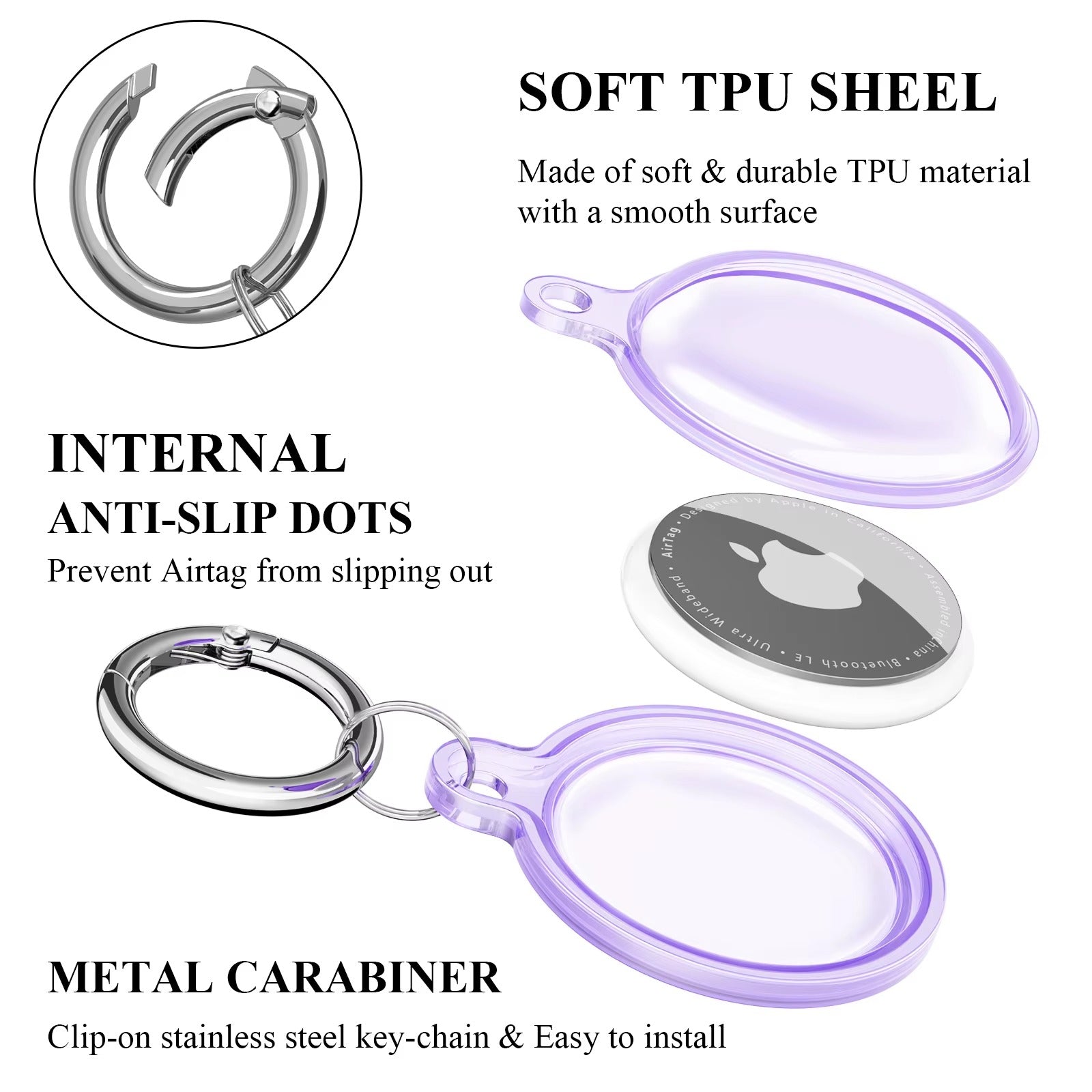 Premium Transparent Waterproof TPU AirTag Case – Full Protective Shell with Anti-Lost Keychain, Shockproof Pet Collar Tracker Cover