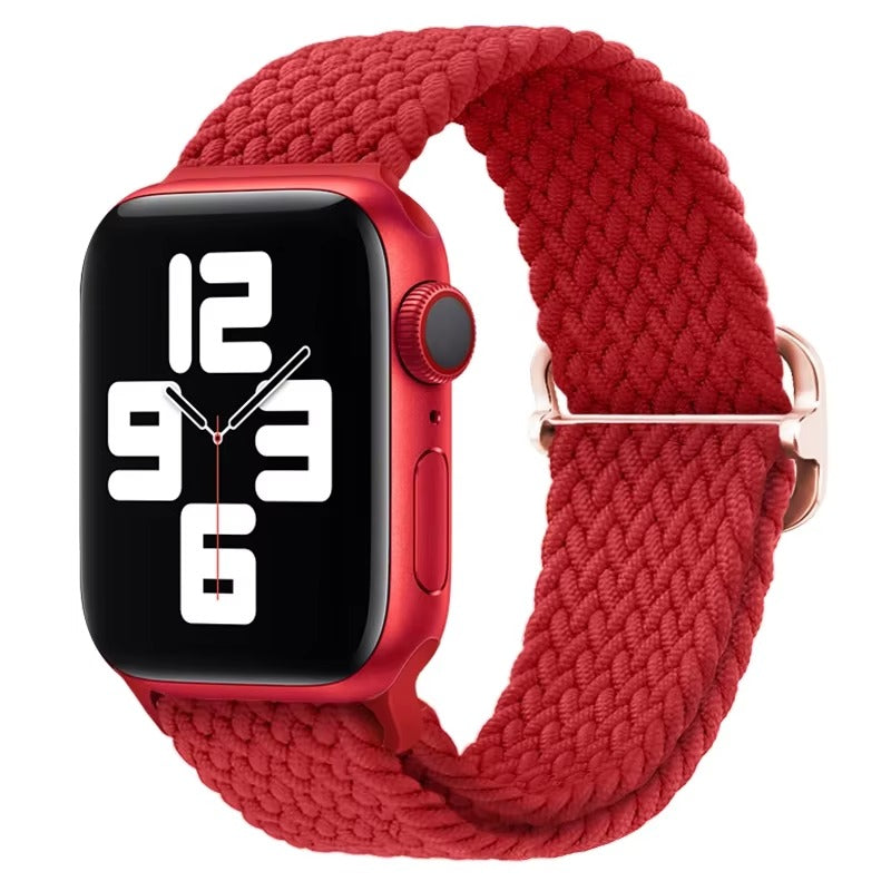 Premium Nylon Braided Solo Loop for Apple Watch – Adjustable Elastic Strap, Breathable Band for 40mm to 46mm Apple 