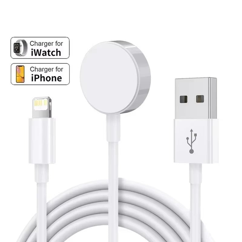 High-Speed 2-in-1 Magnetic Wireless Charger Cable – USB-A Fast Charging Cord for Apple Watch & iPhone, Strong Magnetic Adsorption, Smart Chip Protection