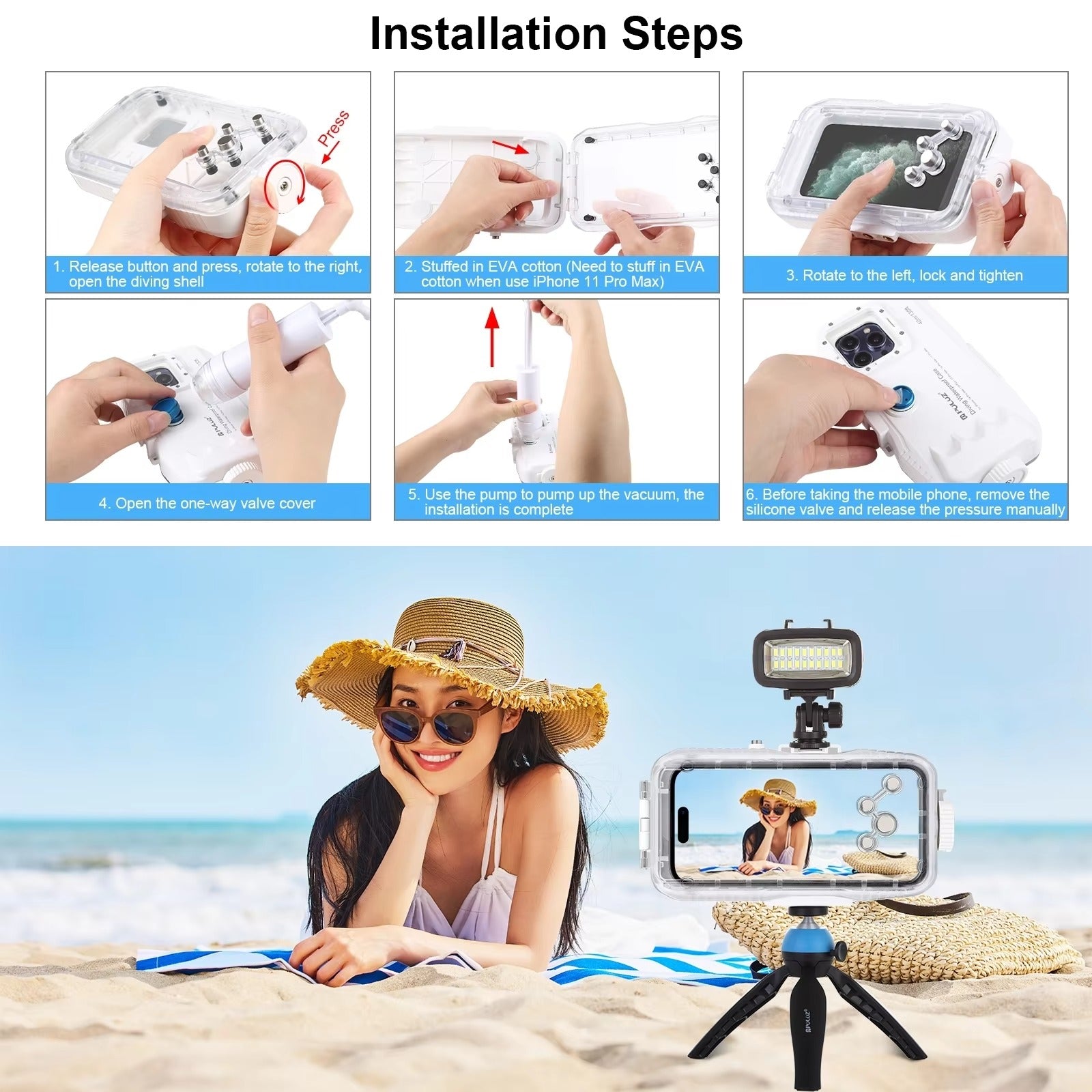 Robust Apple iPhone Case MagSafe Compatible, Camera Lens & Screen Protection, Ultra Thin Shockproof Magnetic Full All Around Protection Cover with 40m Waterproof Diving Housing