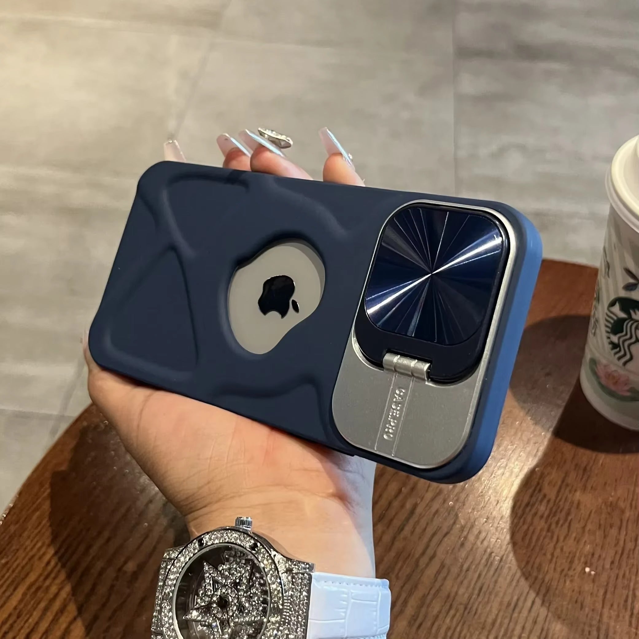 Luxury Apple iPhone Case  Ultra Thin Shockproof Magnetic Full All Around Protection Cover with Matte Bracket & Logo Window