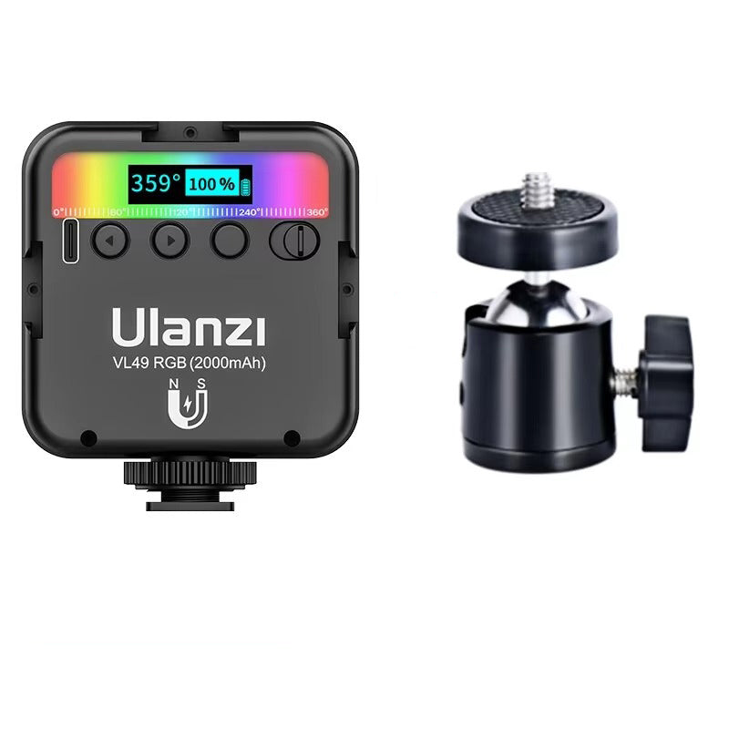 Premium, RGB LED Fill Light – Rechargeable 2000mAh Video Lamp with Cold Shoe, Compact Lighting Kit for Apple iPhone, Camera, 