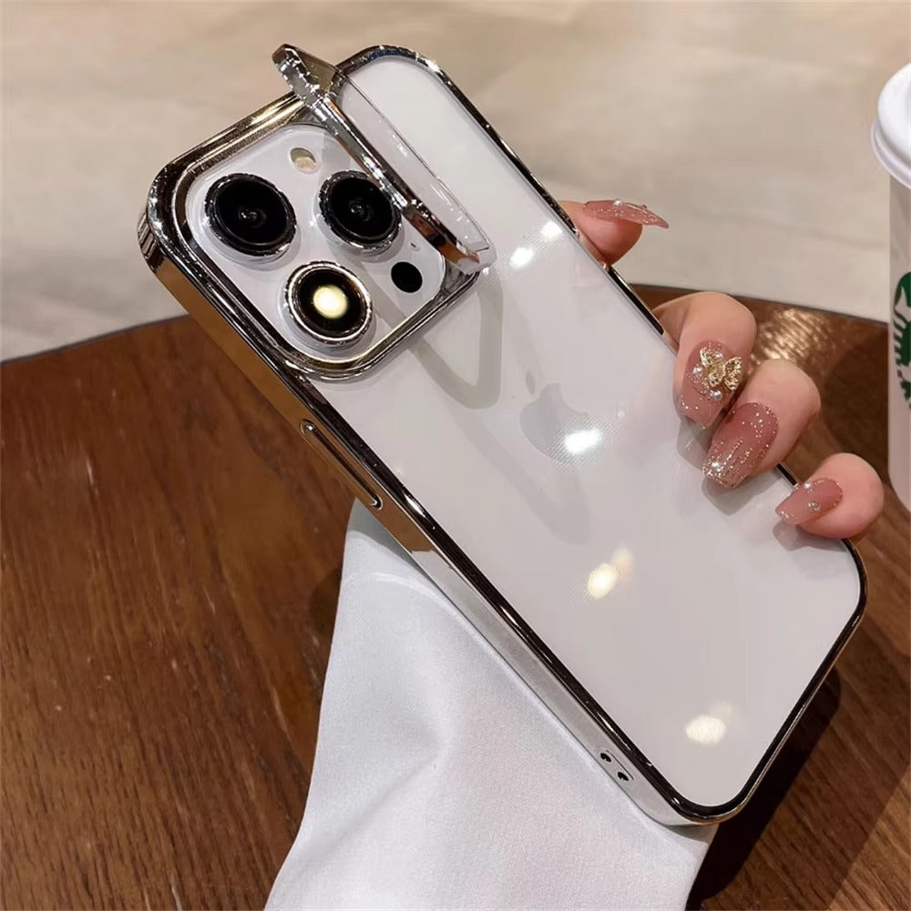 Luxury Apple iPhone Case, Ultra Thin Shockproof Magnetic Full All Around Protection Cover with Plating Stand & Hard Shell