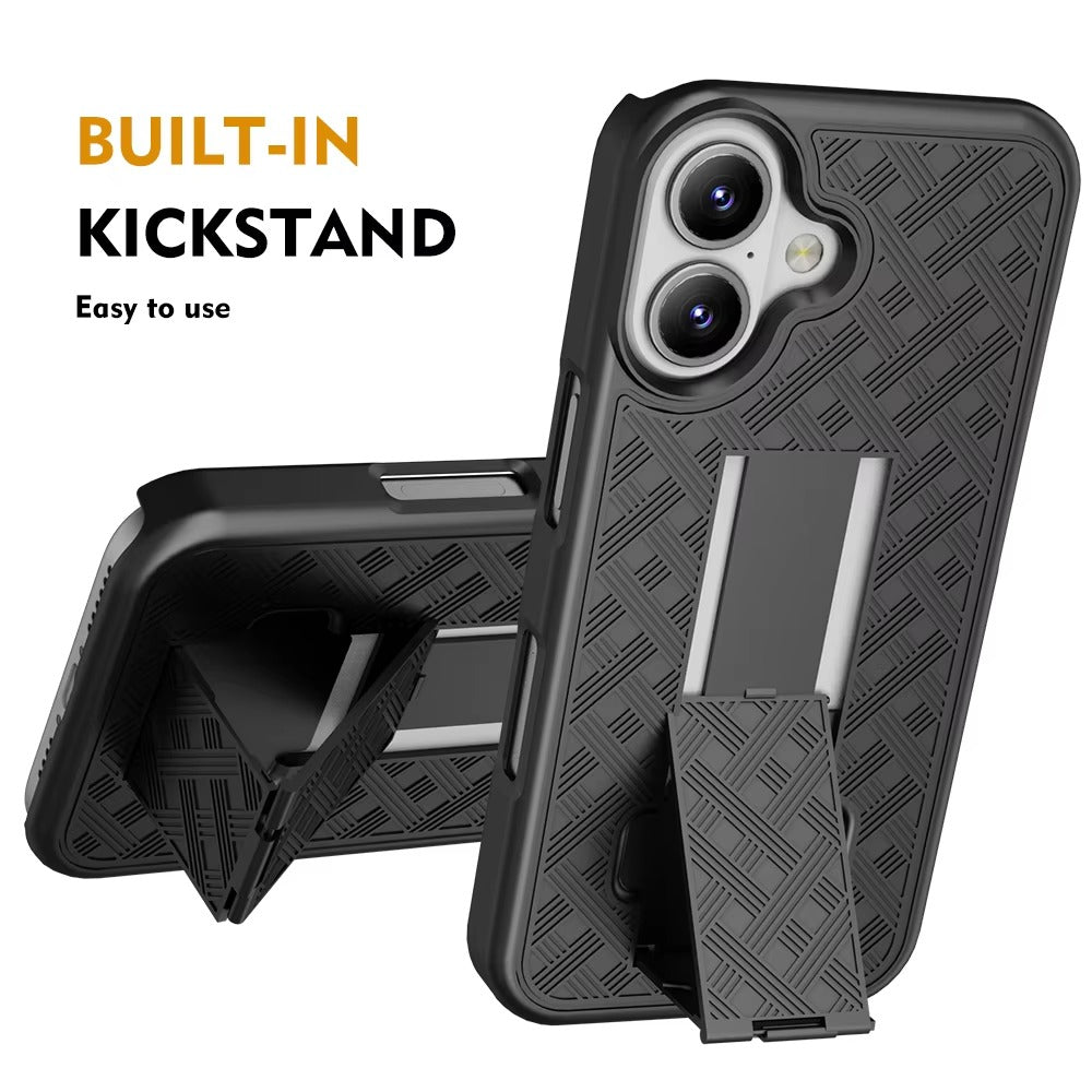 High Quality Apple iPhone Case, MagSafe Compatible, Camera Lens & Screen Protection, Ultra Thin, Shockproof, Magnetic Full All Around Cover – 2-in-1 Holster Combo Case with Kickstand & Waist Belt Clip