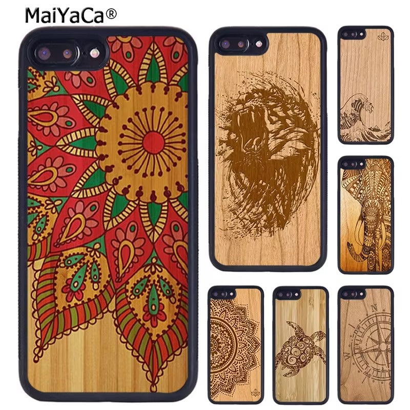 Luxury Apple iPhone Case, MagSafe Compatible, Camera Lens Protection, Magnetic, Full All Around Protection, Bamboo Wood Cover