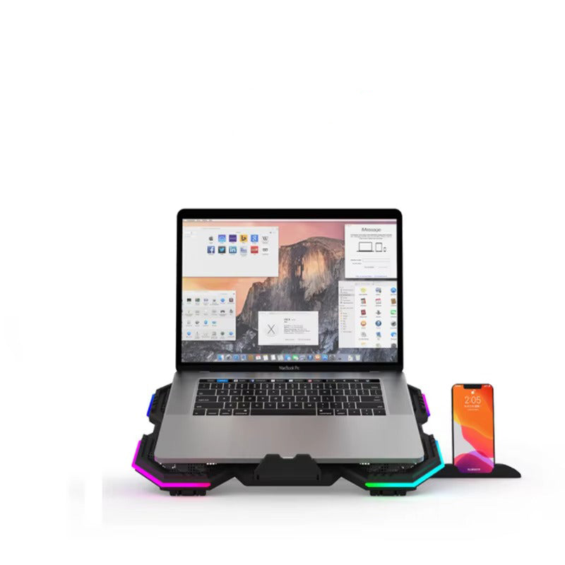 High-Performance, RGB, Gaming Laptop Stand, Air Cooler, Notebook Holder, with 6 Fans, Adjustable, Foldable Base, for 12, 13, 14, 15, 16, 17 Inch Laptops
