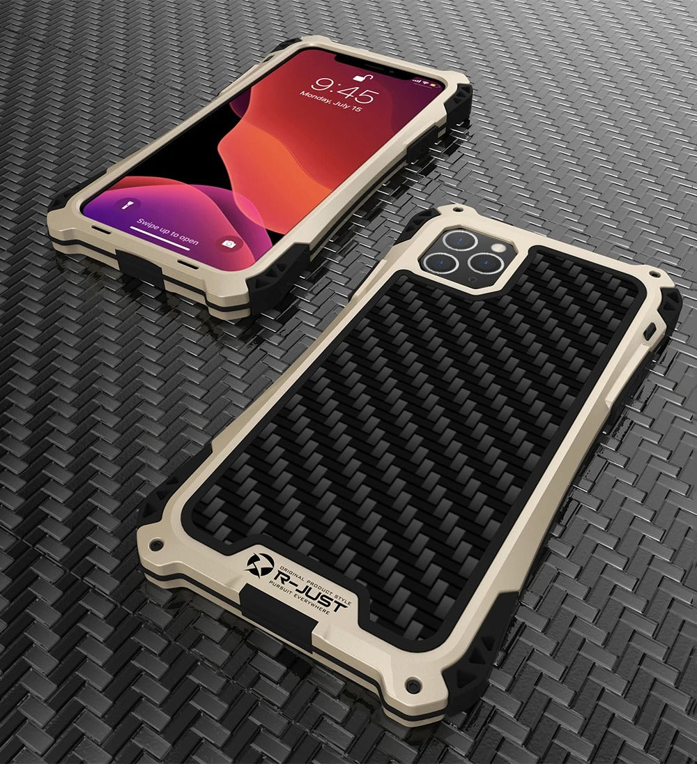 Robust Apple iPhone Case, MagSafe Compatible, Camera Lens & Screen Protection, Ultra Thin, Shockproof, Magnetic Full All Around Cover – Hard Metal Armor Case with Aluminum Alloy & TPU Silicone Shockproof Design