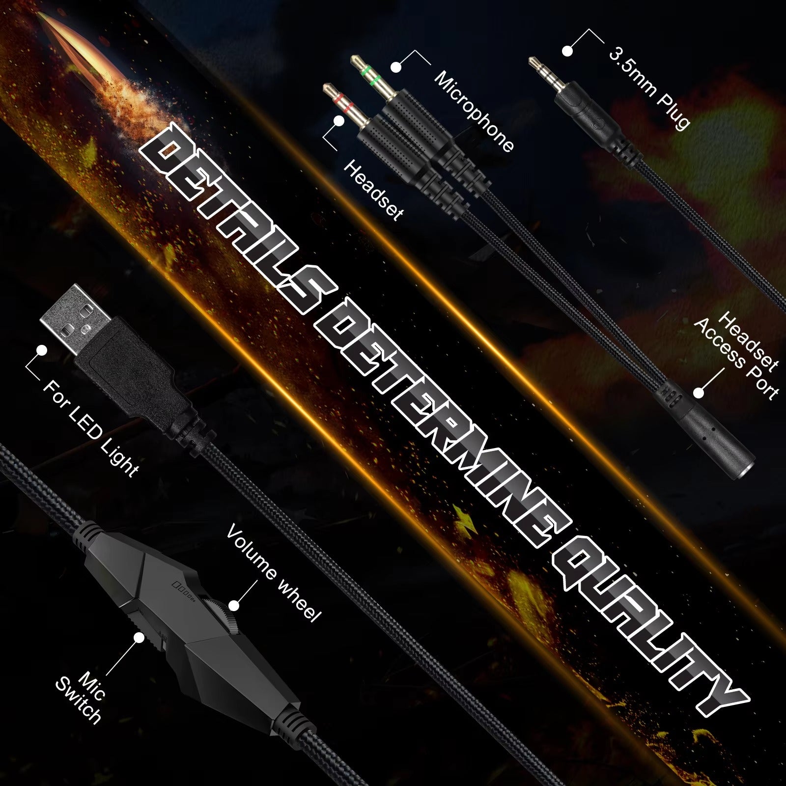 High Quality, Wired Gaming Headset with Microphone Stereo Over-Ear  with Clear Sound for Apple Devices and Gaming Consoles