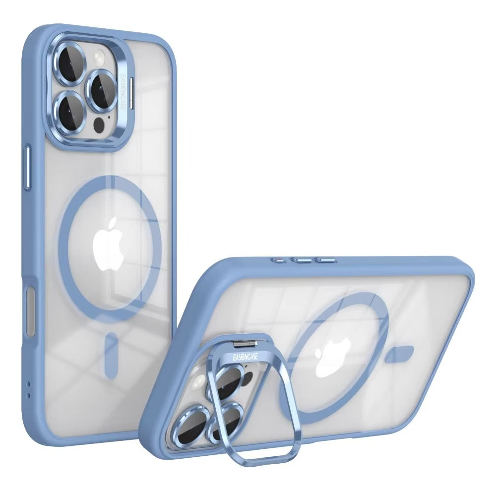 Premium Apple iPhone Case MagSafe Compatible, Camera Lens & Screen Protection, Cover with Transparent Stand & Lens Film
