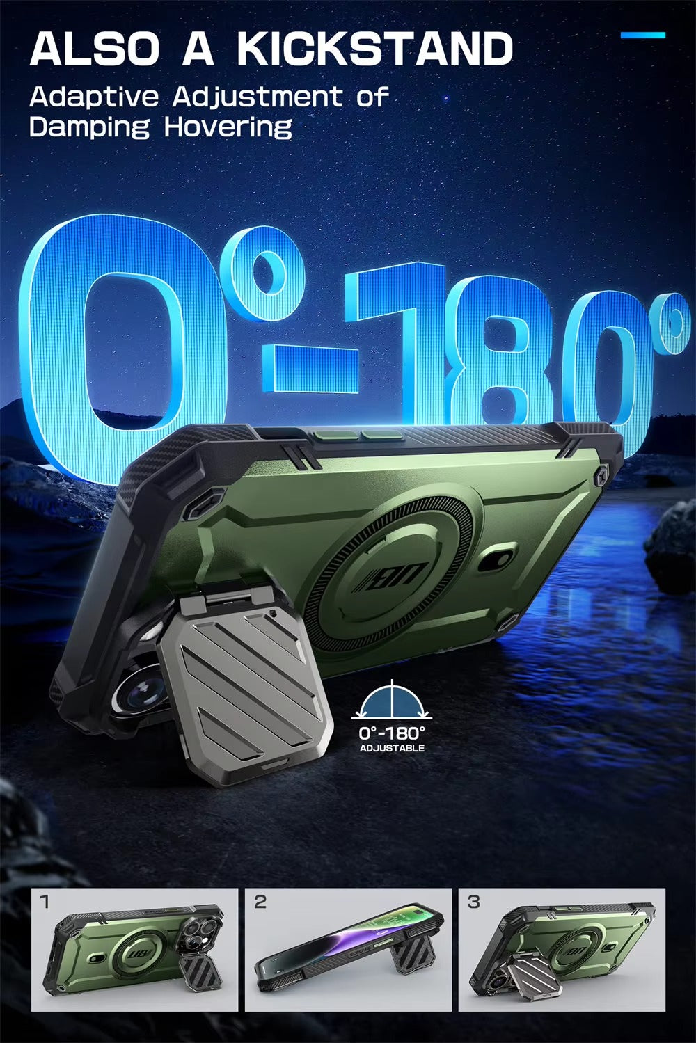 Robust Apple iPhone Case, MagSafe Compatible, Ultra Thin Magnetic Shockproof Cover with Camera Lens Shield, Kickstand Frame