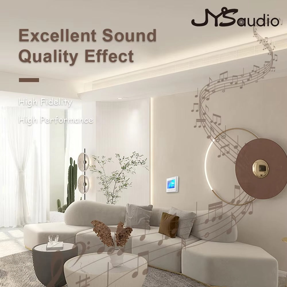 Premium Bluetooth Wall Amplifier for iPhone, 2.8" HD Touchscreen Music Control Panel, Smart Home Stereo System with FM, AUX,  