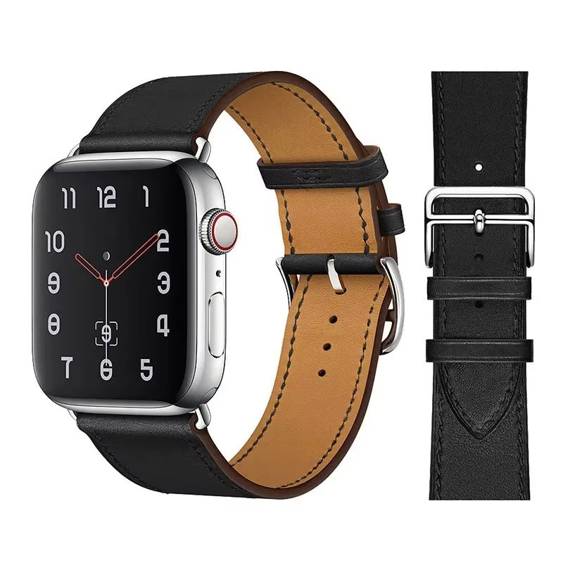 Luxury Genuine Leather Watch Band – Classic, Adjustable, Comfortable Strap for 40mm to 49mm Smartwatches, Men's and Women's 