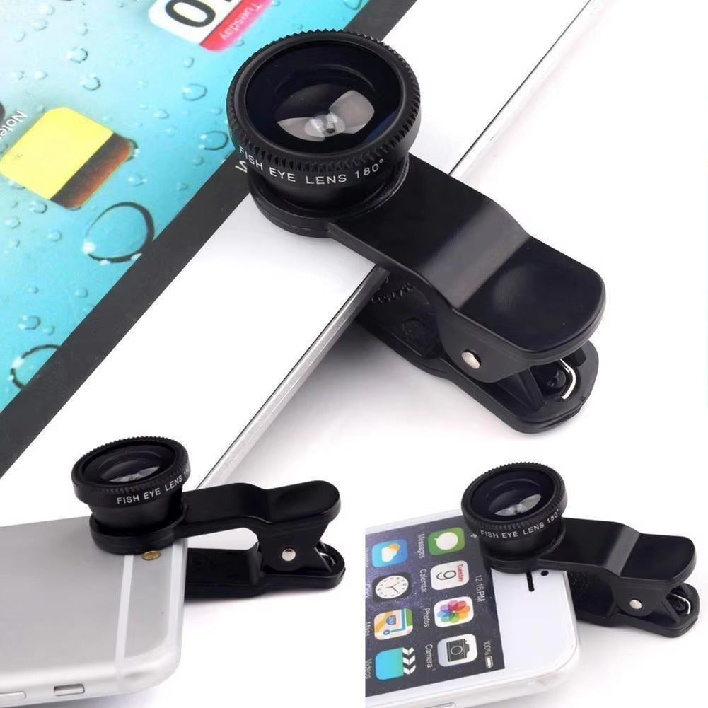 High Quality 3-in-1 Phone Camera Lens Kit – Fisheye, 0.67X Wide Angle Photography on Apple iPhone Devices