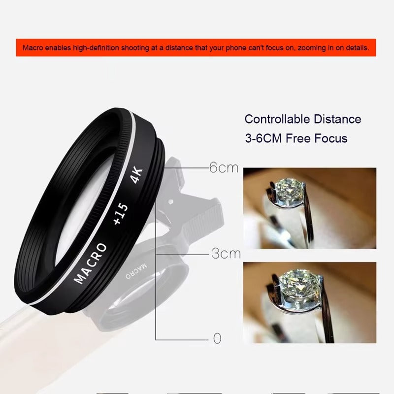 Professional 4K HD Macro Lens for iPhone – 15X/30X Close-Up Phone Camera Lens for Eyelash, Compatible with Apple Devices