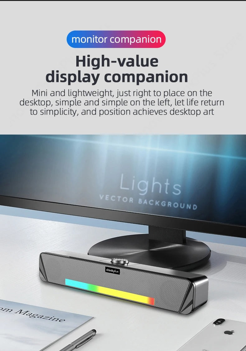 Luxury Bluetooth Speaker with RGB Lights for iPhone & Mac – Dual Stereo Subwoofer with Surround Sound, Loud Wireless Audio 