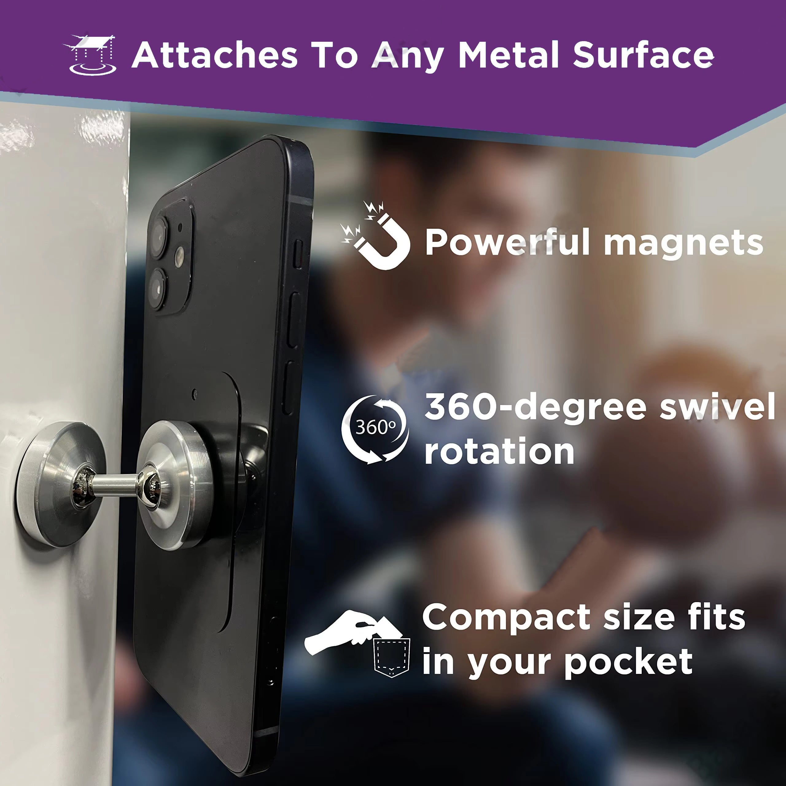 Premium, Dual Magnetic Phone Holder for Gym – Double-Sided, Strong Magnet Mount with 360° Rotation for Apple iPhon