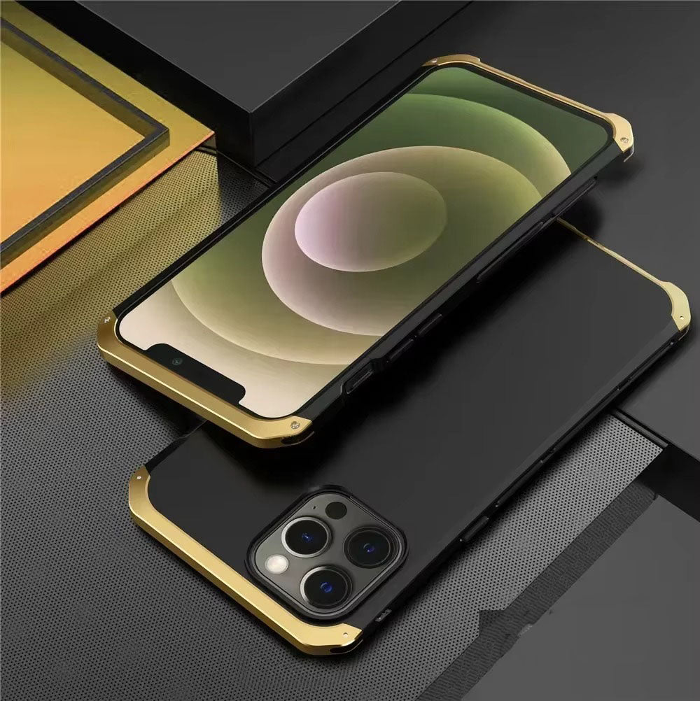 Robust Apple iPhone Case, MagSafe Compatible, Camera Lens & Screen Protection, Ultra Thin, Shockproof, Magnetic Full All Around Cover – Shockproof Metal Armor Case with Aluminum + PC Shell for Rugged Durability