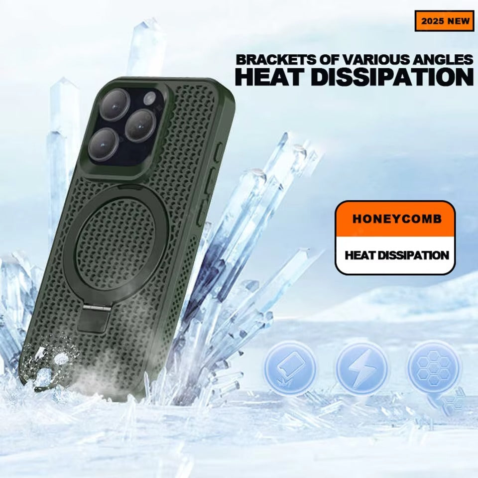 Luxury Apple iPhone Case, MagSafe Compatible, Camera Lens & Screen Protection, Ultra Thin, Shockproof, Magnetic Full All Around Cover – Matte Magnetic Case with Holder, Heat Dissipation & Wireless Charging Support