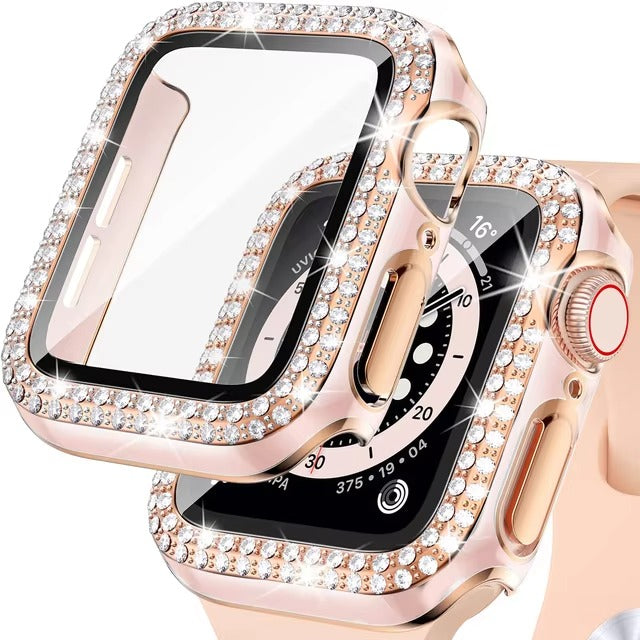 Luxury, Bling Diamond Case with Glass Screen Protector for Apple Watch –   for 38mm, 40mm, 41mm, 42mm, 44mm, 45mm