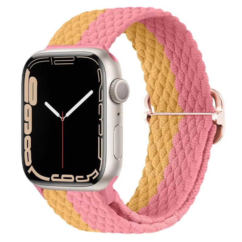 Premium Nylon Braided Solo Loop for Apple Watch – Adjustable Elastic Strap, Breathable Band for 40mm to 46mm Apple 