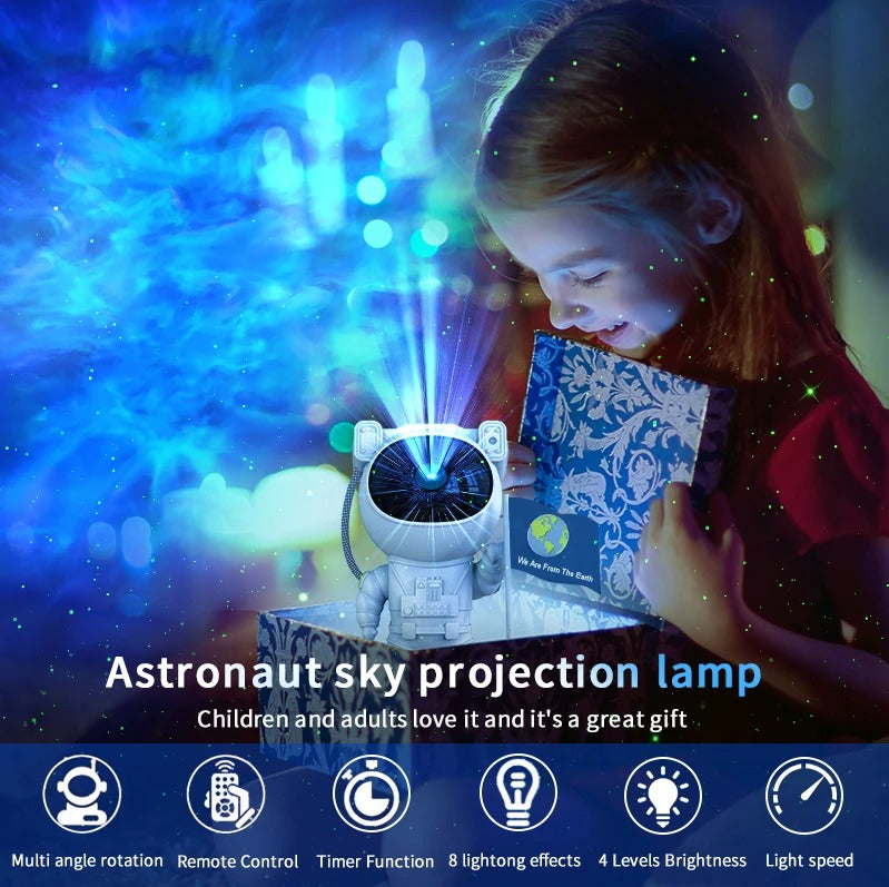 Luxury Astronaut Star Projector Night Light – 360° Adjustable Galaxy Lamp with Remote, Nebula LED Mood Light, Bedroom Ceiling Sky Decor for Kids Gift