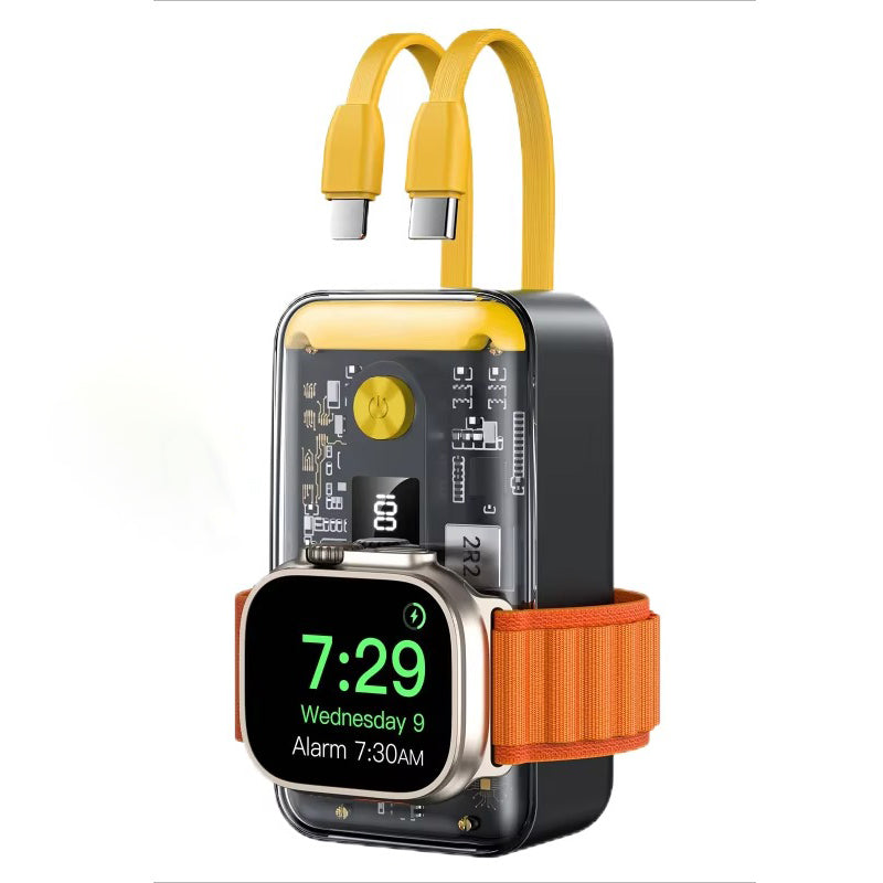 Premium, 10000mAh Wireless Power Bank with Built-in Cable – PD 20W Fast Charging Battery Source for Apple Watch S1–S9, iPad Air