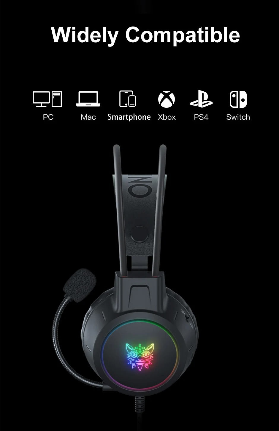 Premium Cat Ear Gaming Headset for iPhone & Mac – Wired Over-Ear Headphones with RGB Lights, Noise Streaming & Online Play