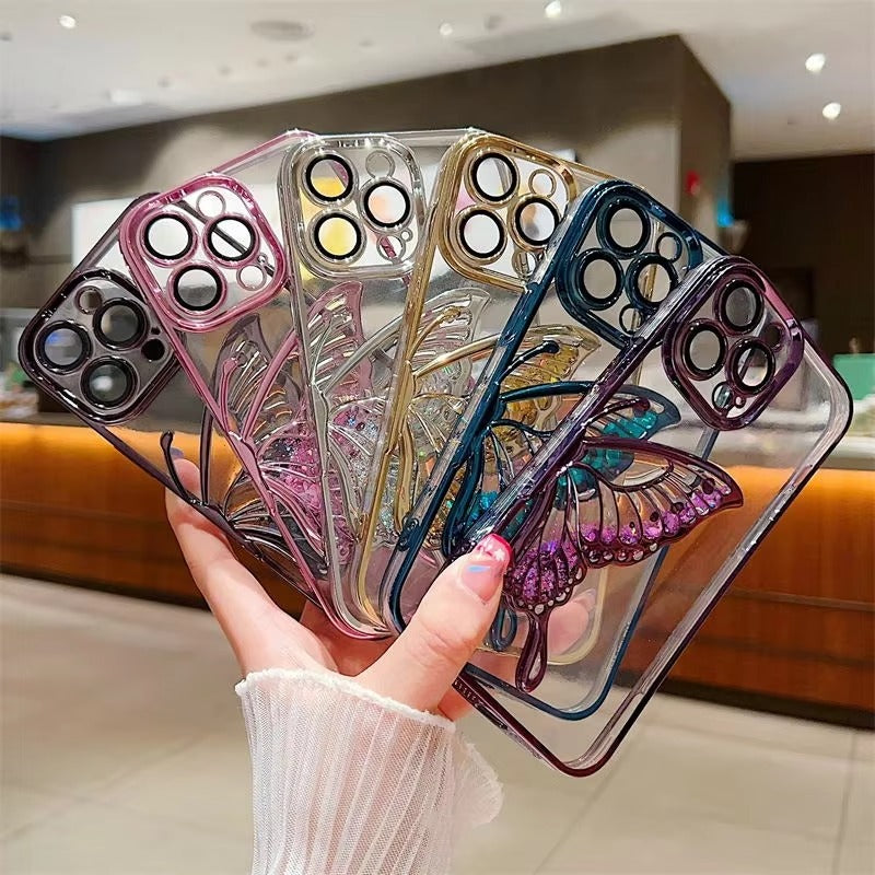 Luxury Apple iPhone Case, MagSafe Compatible, Camera Lens and Screen Protection, Ultra Thin, Shockproof, Magnetic, Full All Around Protection, Butterfly Stand Cover