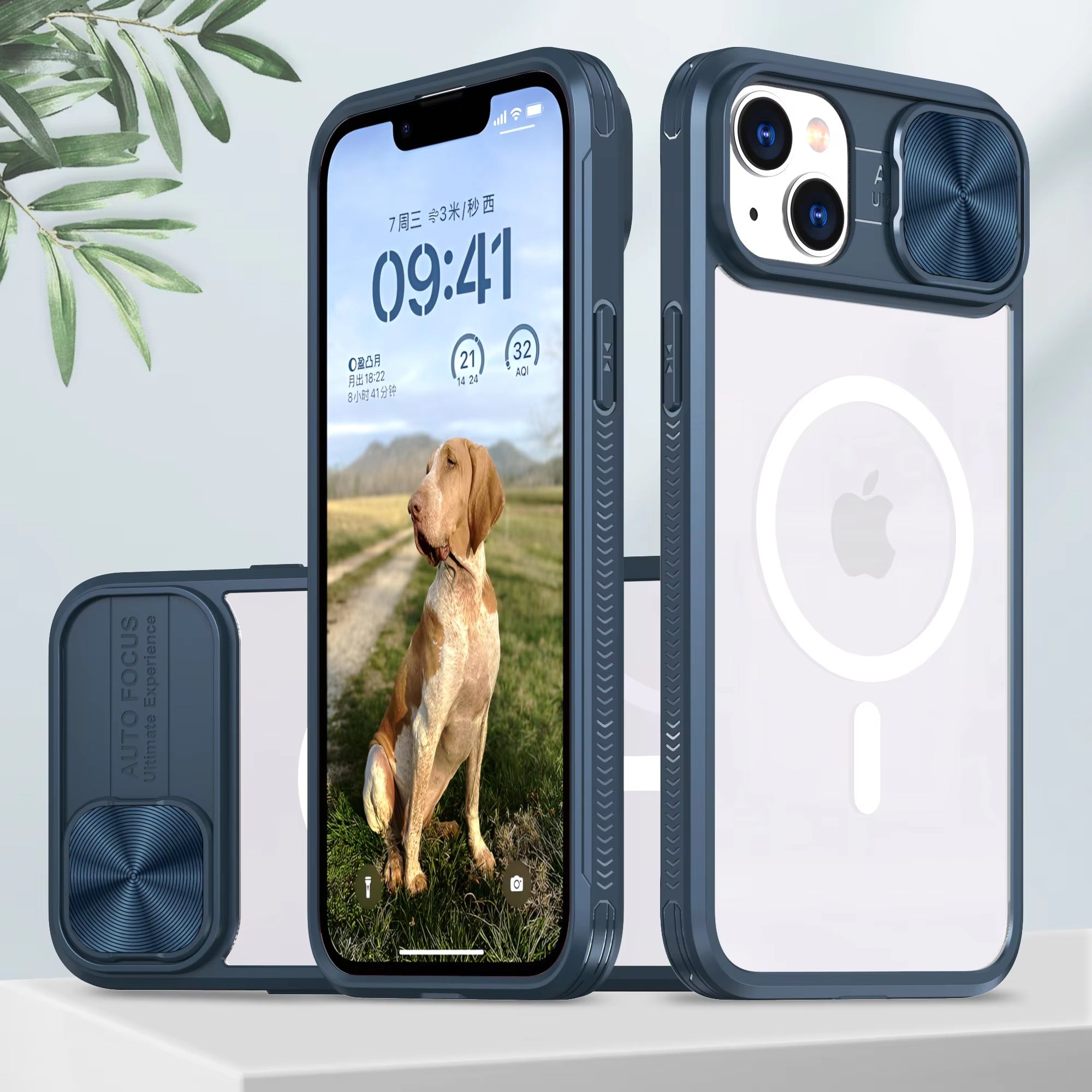 Premium Apple iPhone Case MagSafe Compatible, Camera Lens & Screen Protection,  Cover with Slide Lens & Clear Acrylic Back