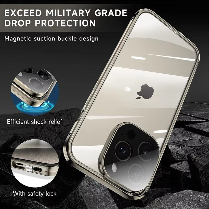 Luxury Apple iPhone Case Compatible, Camera Lens & Screen Protection, Ultra Thin Magnetic Full All Around Protection Cover 