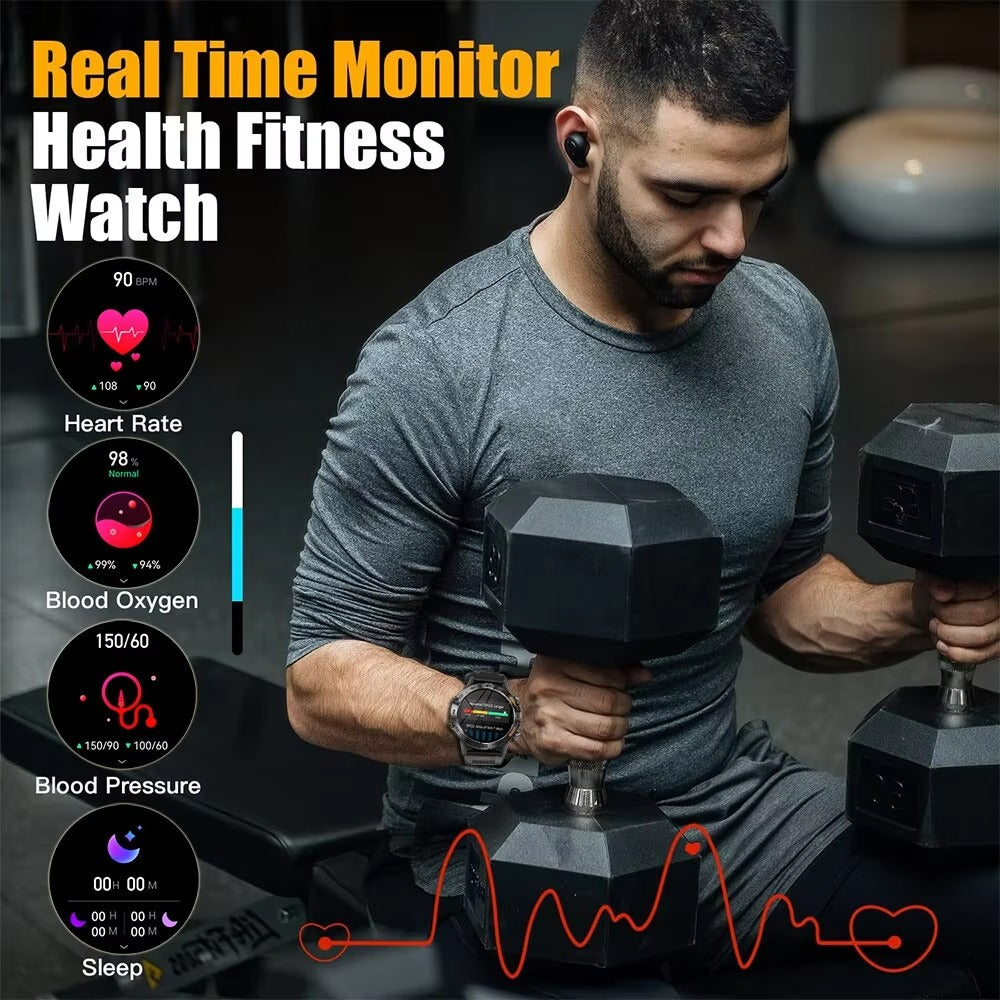 Luxury Bluetooth Call Smartwatch for iPhone – 1.39" Full Touch Fitness Tracker with Steel Band, IP67 Waterproof Health Watch 