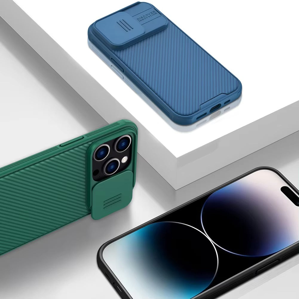 Premium Apple iPhone Case  Ultra Thin Shockproof Magnetic Full All Around Protection Cover with Slide Camera Stand Bracket